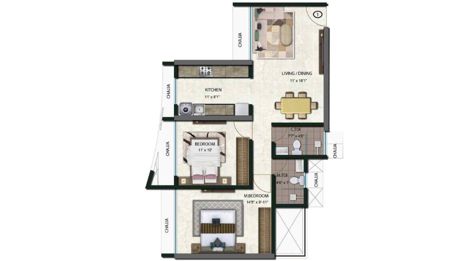 Tricity-Aspire-Floor-Plan-2-BHK 1
